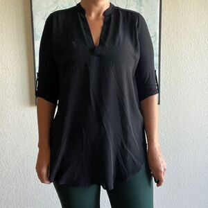 Lush Black V-Neck Blouse